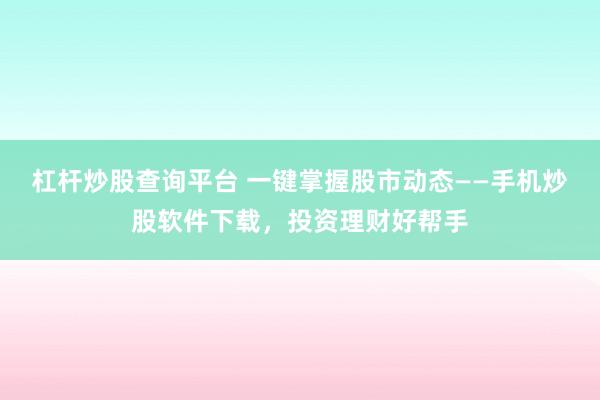 杠杆炒股查询平台 一键掌握股市动态——手机炒股软件下载，投资理财好帮手