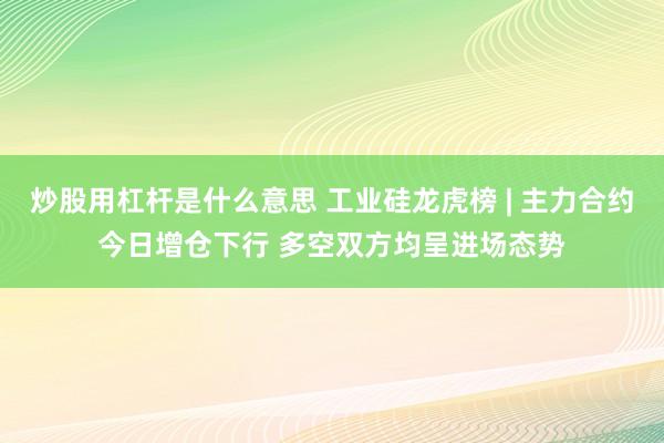 炒股用杠杆是什么意思 工业硅龙虎榜 | 主力合约今日增仓下行 多空双方均呈进场态势