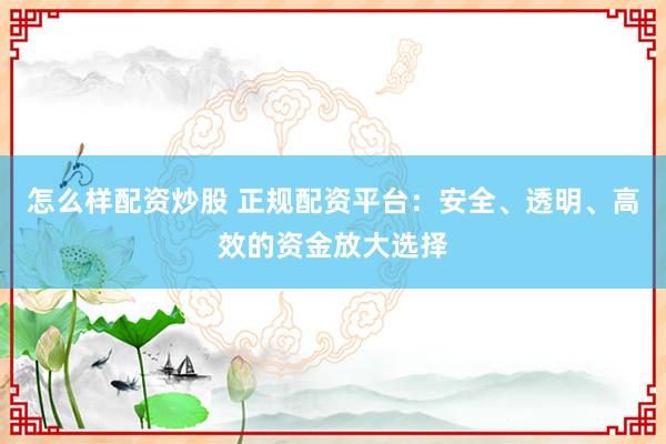 怎么样配资炒股 正规配资平台：安全、透明、高效的资金放大选择