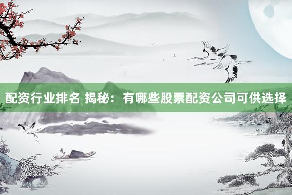 配资行业排名 揭秘：有哪些股票配资公司可供选择