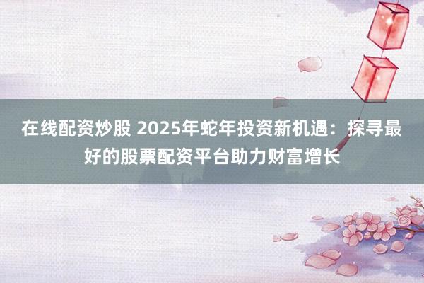 在线配资炒股 2025年蛇年投资新机遇：探寻最好的股票配资平台助力财富增长